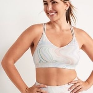 2/$20 NEW Old Navy Swirl Pop strappy light support sports bra Large